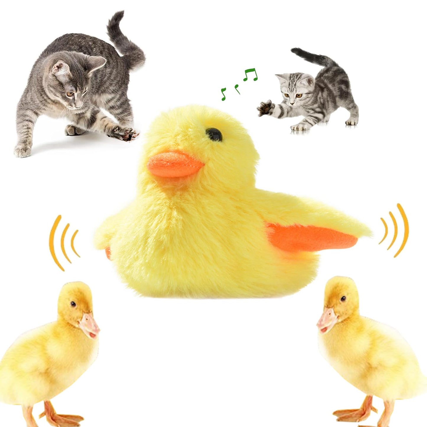 Samelek Cat Toys Rechargeable Flapping Duck 2024 New Flapping Duck Cat Toy Touch Activated Kitten Plush Toy Interactive Cat Exercise Toys with Lifelike Quacking Sound