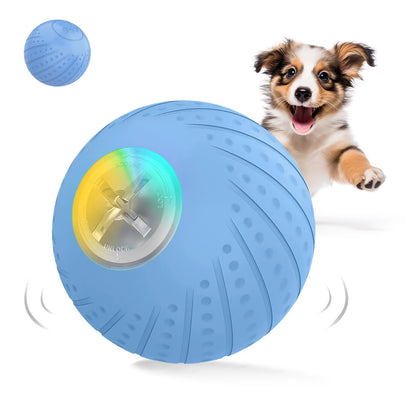 PAKESI Smart Interactive Dog Ball ToyActive Rolling Ball for Puppy/Small Dogs with LED Lights Automatic Moving Bouncing Rotating Ball USB RechargeableBlue
