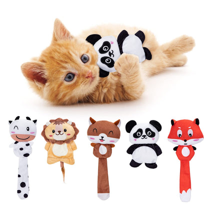 Nobleza Catnip Toys for Indoor Cats 5 Pack Cute Kitten Teething Chew Toys Plush Bite Resistant Cat Toys with Crinkle Paper and Organic Catnip Animal Shapes Kitty Toy for Bored Cats